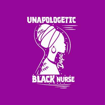 Black Calligraphy lettering slogan about black girl-Unapologetic Dope Black nurse - for flyer and print design. Vector illustration template banner, poster greeting postcard.
