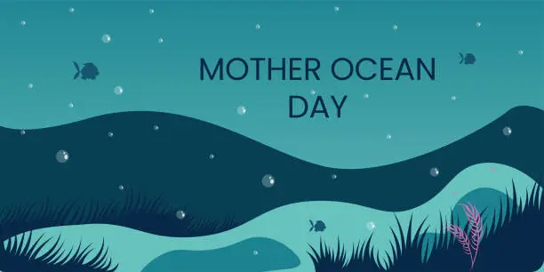 Vector illustration of Mother ocean day awareness Social Media Post Template.