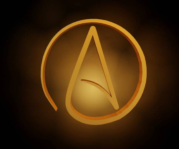 Isolated atheist symbol in the black background
