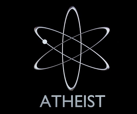 Isolated atheist symbol in the black background 3d rendering