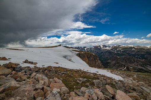 Hurricane Ridge mountains with snow in Olympic National Park, Washington State, uSA