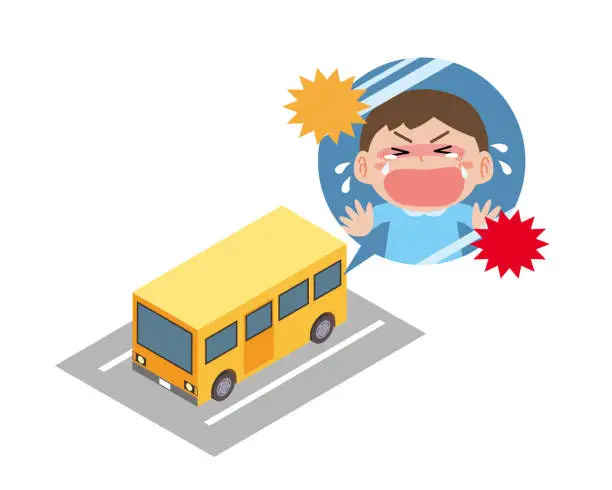 Vector illustration of Abandoning a child on a bus