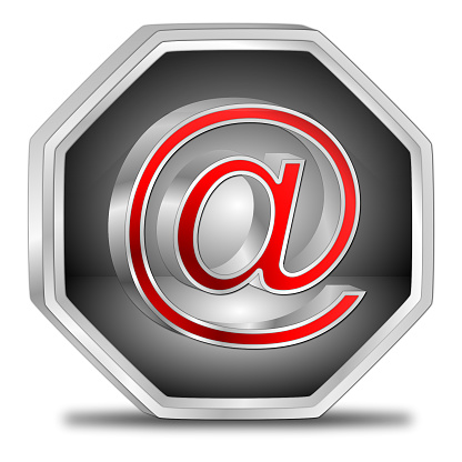 e-mail utton silver red  - 3D illustration