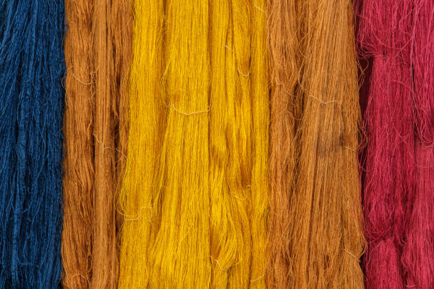 colorful of raw multicolored silk thread