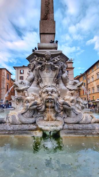 istock Historic Pantheon Fountain in Rome Italy 1487664718