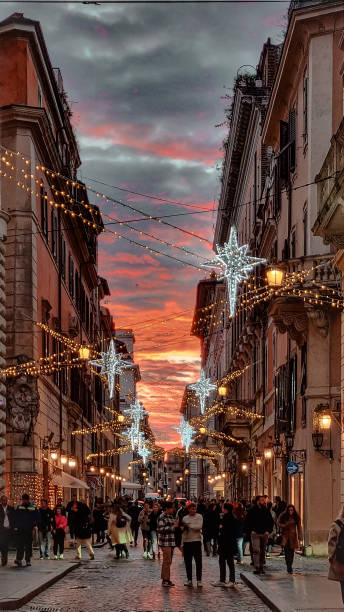 istock Christmas night in Via Del Corso in in Rome Italy 1487664825