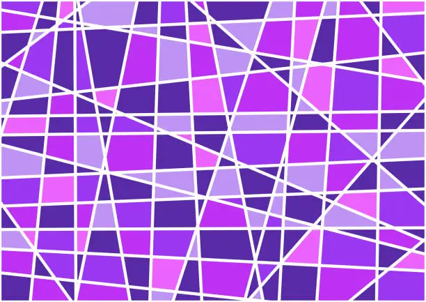 Vector illustration of Purple and pink with white line mosaic abstract background. Vector illustration.