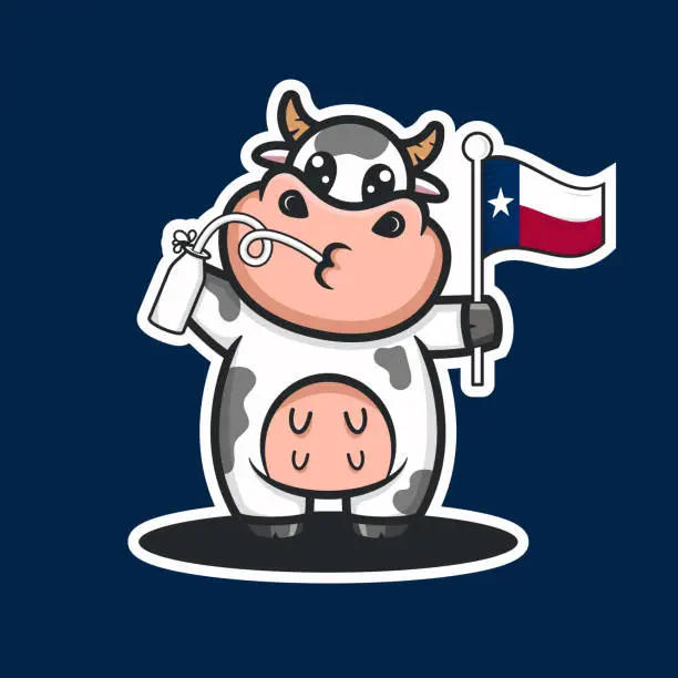 Vector illustration of Cute baby cow  cartoon icon illustration.
