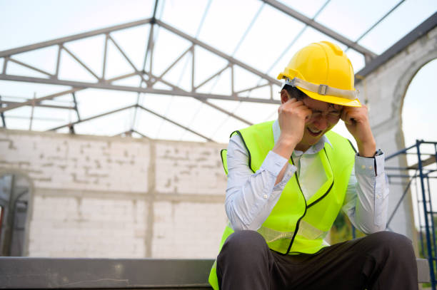istock An Asian Engineering man with safety helmet feeling sad in construction site 1487667198
