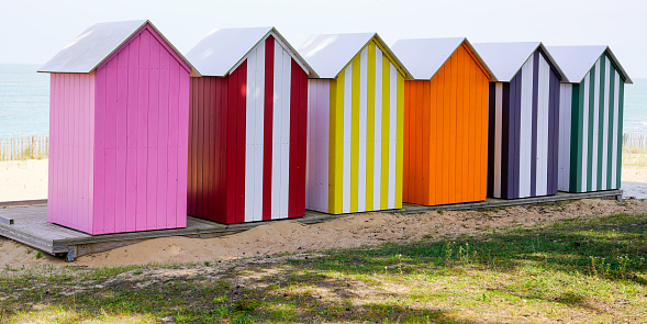 La Bree-les-Bains village bathing wooden colors houses on sand beach france