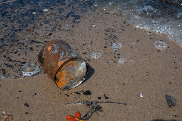 istock selective focus to a rusty can dumped on the beach. concept photo of environmental pollution and Ecological problem 1487671450