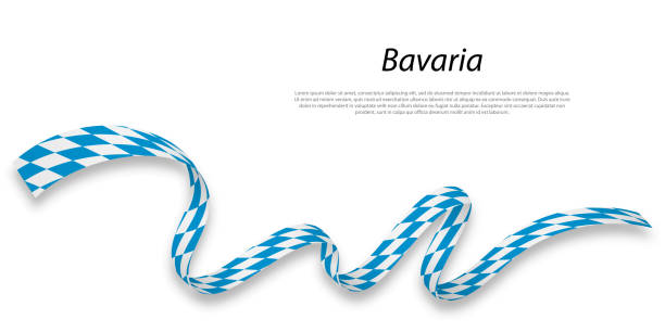 waving ribbon or stripe with flag of bavaria - bayern 幅插畫檔、美工圖案、卡通及圖標