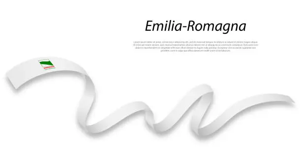 Vector illustration of Waving ribbon or stripe with flag of Emilia-Romagna