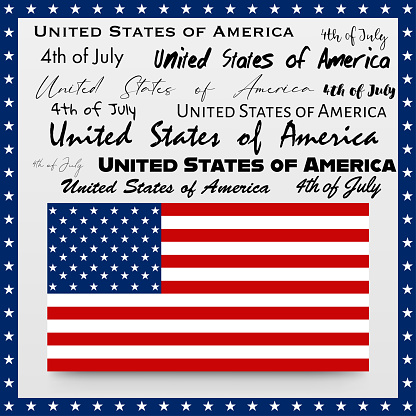 American Flag. Independence Day. Fourth of July. Typography.Vector illustration. USA