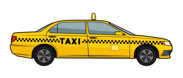 Vector illustration of Taxi car - colour vector stock illustration.