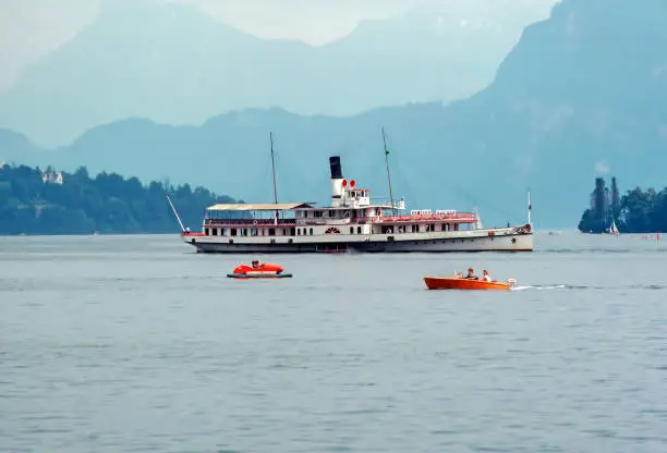 Lake Lucerne with Ferry Boat, Switzerland