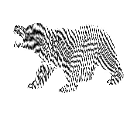 Continuous one line drawing of big bear. Bear scribble - single line art vector illustration. Editable stroke.