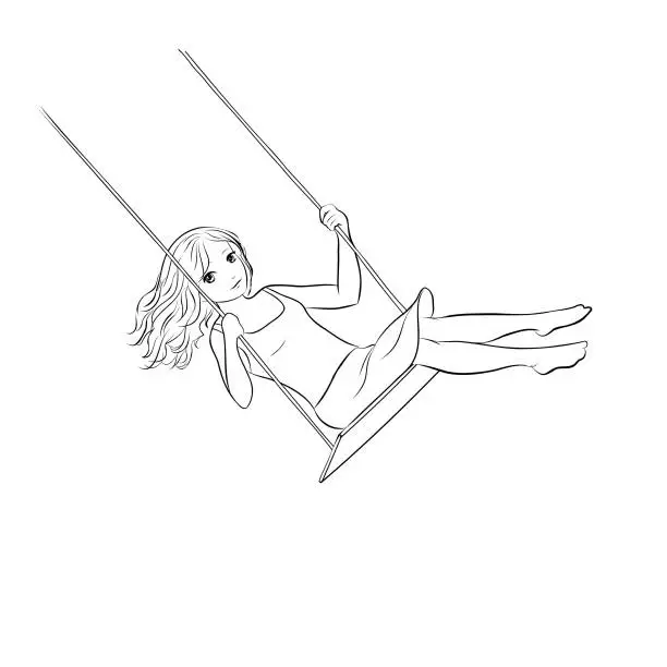 Vector illustration of Girl on the swing