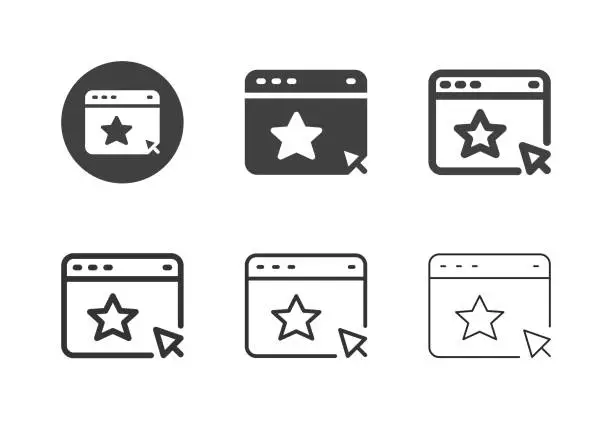 Vector illustration of Favorite Star Web Icons - Multi Series