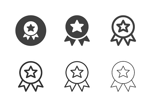 Star Medal Badge Icons Multi Series Vector EPS File.