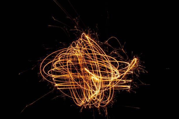istock Light trail long exposure shot of fireworks background texture 1487681347