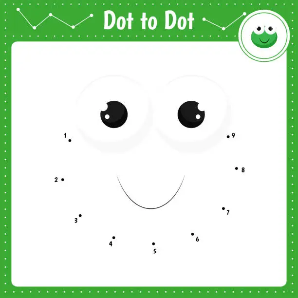 Vector illustration of Connect the dots. Frog. Dot to dot educational game. Coloring book for preschool kids activity worksheet.