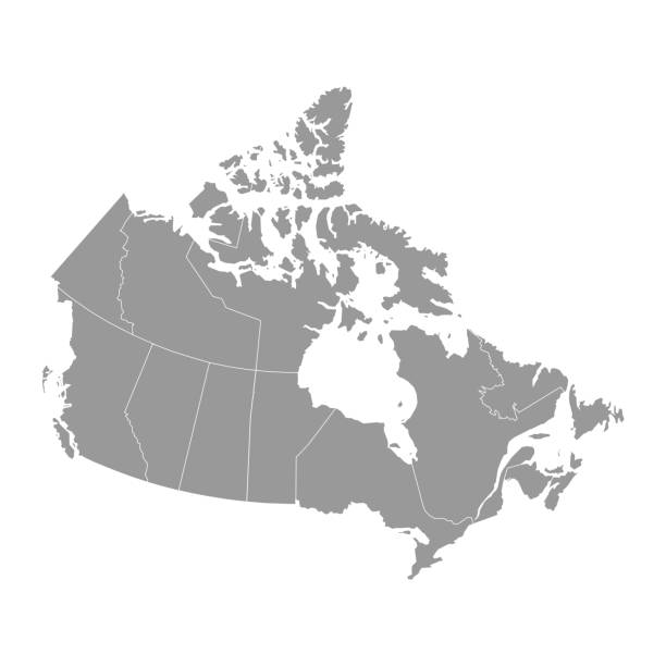 stockillustraties, clipart, cartoons en iconen met canada gray map with provinces. vector illustration. - canada