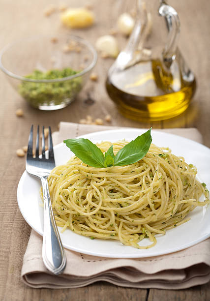 istock spaghetti with pesto sauce 148769358