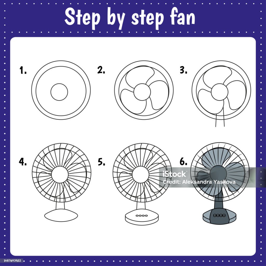 Fan Draw App Drawing Tutorial For Kids Fan Stock Illustration - Download Image Now ...