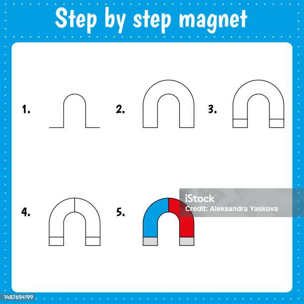 Using Magnet Drawing Drawing Lesson For Children How Draw A Magnet Stock Illustration ...