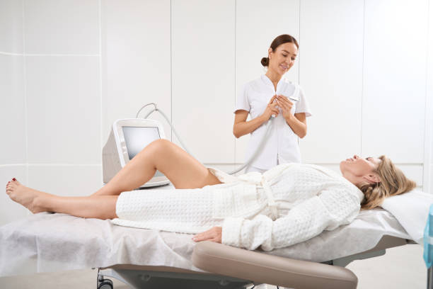 istock Cosmetologist communicates with patient before procedure of smas lifting 1487701980
