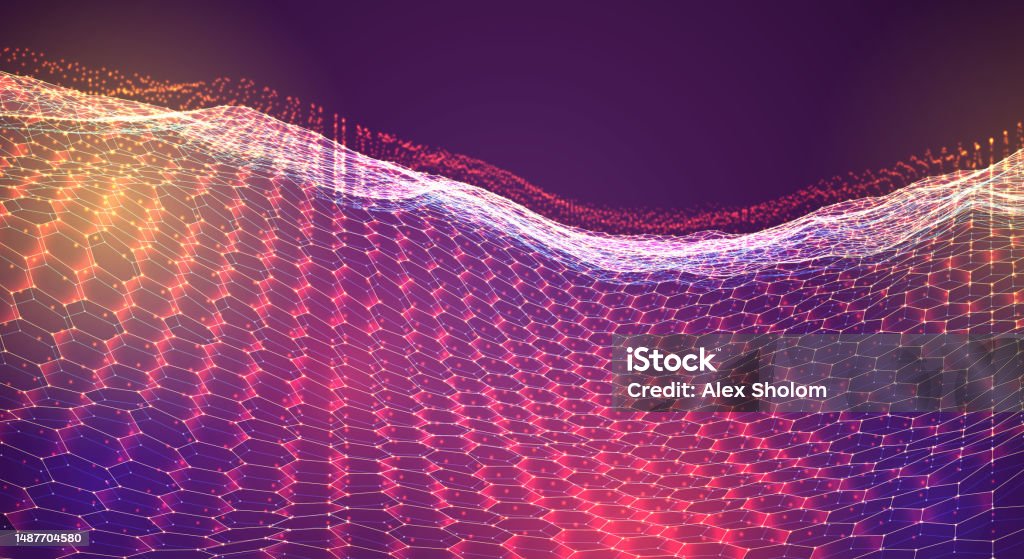 Vector 3d Object From A Hexagon Grid With Dots Stylish Design Stock ...