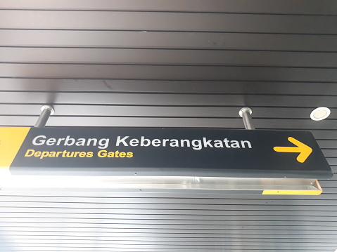 information signboards indicating the area where passengers depart at airports, terminals or stations