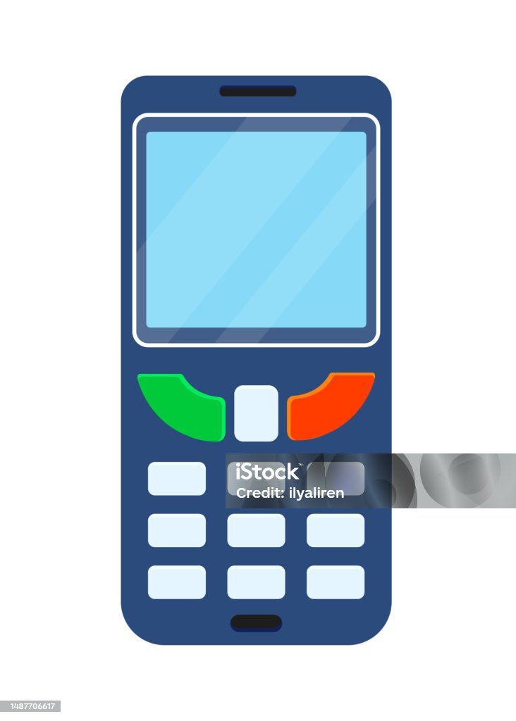 Handphone Screen Button Pushbutton Phone With Screen Flat Design Style Single Isolated Image ...