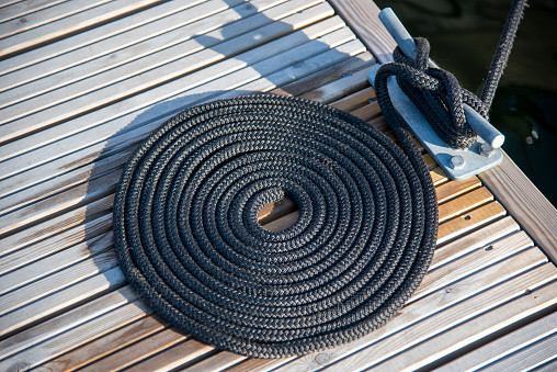 Boat rope on wooden pier