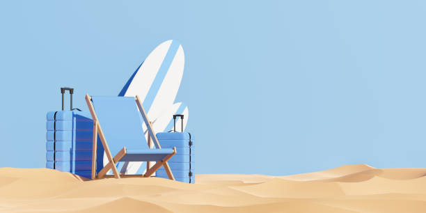 istock A deck chair, luggage and surfboards 3d render 1487708233