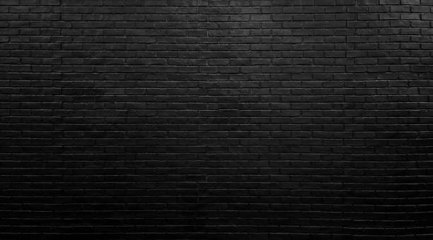 textura de pared de ladrillo negro para fondo de patrón. amplio muro de ladrillo panorámico arquitectónico para diseño rústico, industrial, loft. vista de cerca del muro de la fachada del edificio. - retro revival pattern masonry old fotografías e imágenes de stock