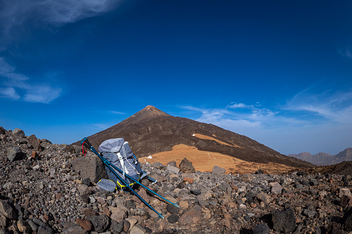 Hiking up at the summit of mount Teide Volcano in Tenerife
