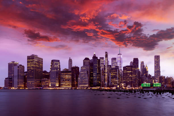 istock Manhattan skyline in New York at night 1487711993