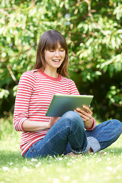 istock Attractive Young Woman Using Digital Tablet In Park 148771406
