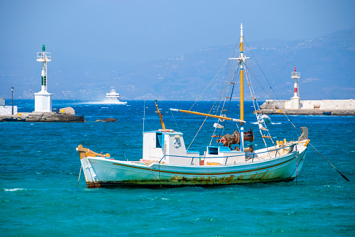 Fisherman boat in Mykonos, Greece