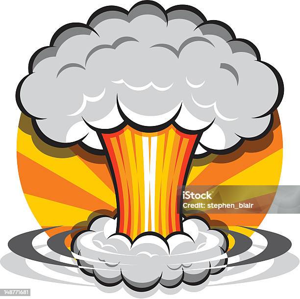 Мультяшный Грибовидное Облако — стоковая векторная графика и другие изображения на тему Грибовидное облако - Грибовидное облако, Взрывающийся, Комикс