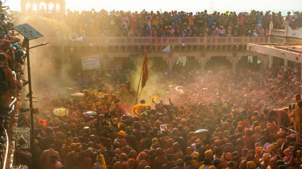istock Holi celebration at Barsana Nandgaon, India 1487719788