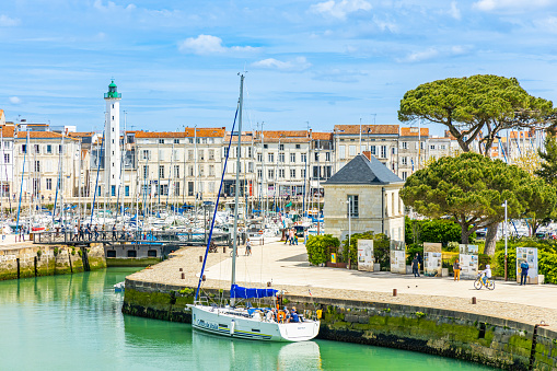 Bassin a Flot marina entrance on the Old Port of La Rochelle, France