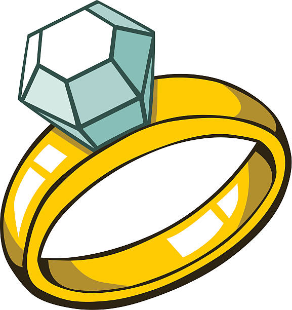 Diamond Ring A diamond engagement ring featuring a large diamond jewel on a gold ring. Diamond and gold band are grouped separately. diamond ring stock illustrations