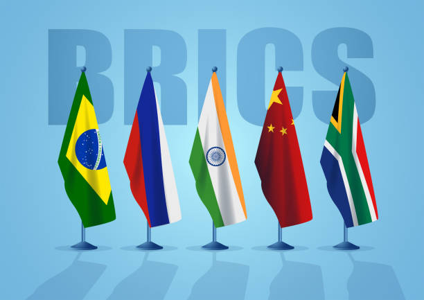 Flags of the BRICS countries vector art illustration