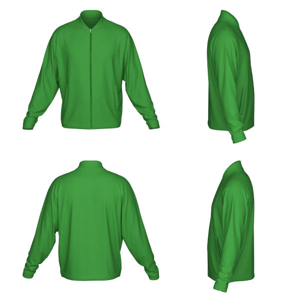 istock Sweatshirt with zipper template. Sweatshirt long sleeve. Isolated. green 1487727926