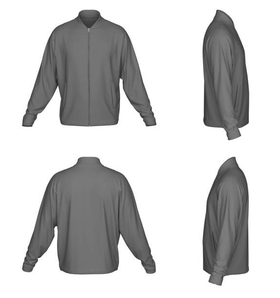 istock Sweatshirt with zipper template. Sweatshirt long sleeve. Isolated. grey 1487727936