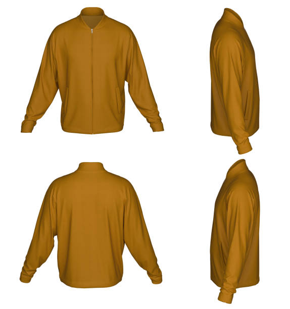 istock Sweatshirt with zipper template. Sweatshirt long sleeve. Isolated. orange 1487727958