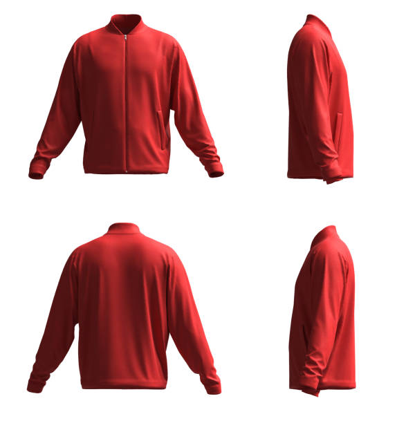 istock Sweatshirt with zipper template. Sweatshirt long sleeve. Isolated. red 1487728017